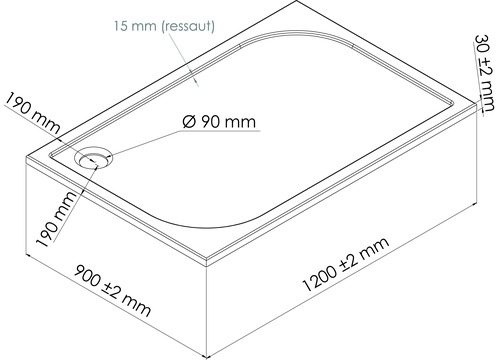 Receveur de Douche extra-plat en Béton de Synthèse 90x120cm